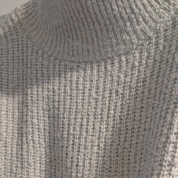 Grey Cropped Bell Sleeve Turtle Neck Sweater - Picture 2 of 5
